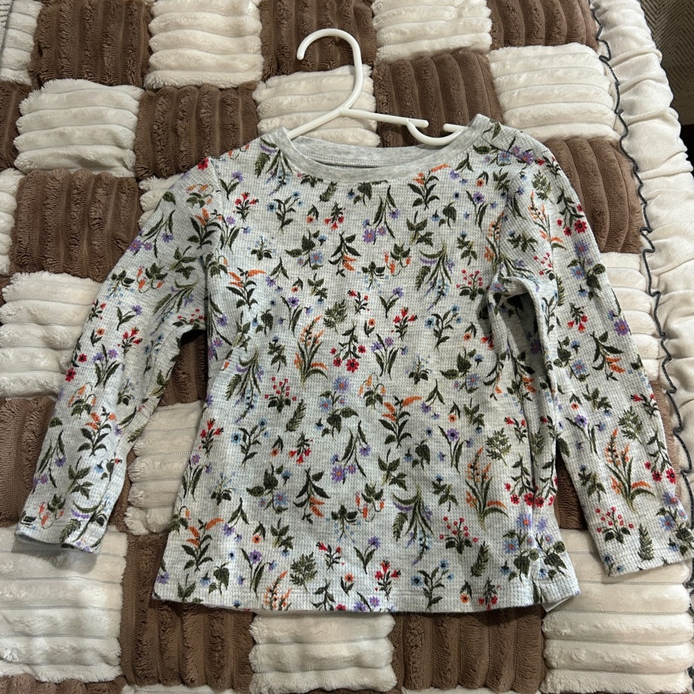 Old Navy Gray and Orange Floral Tee